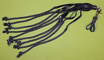 Two Finger Black Braided Cat-of-9 Tails FLOGGER - only $34.95